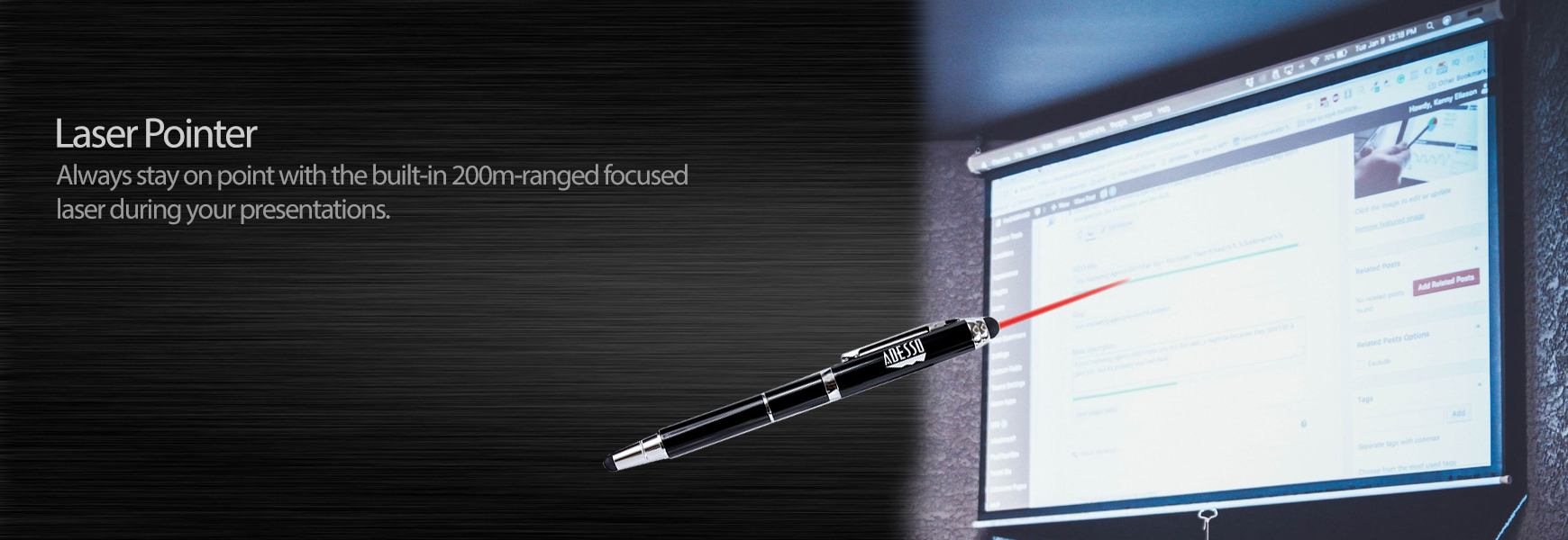 Broonel Midnight Black Rechargeable Fine Point Digital Stylus Compatible with The Lazer Tablette Tactile Lazer 