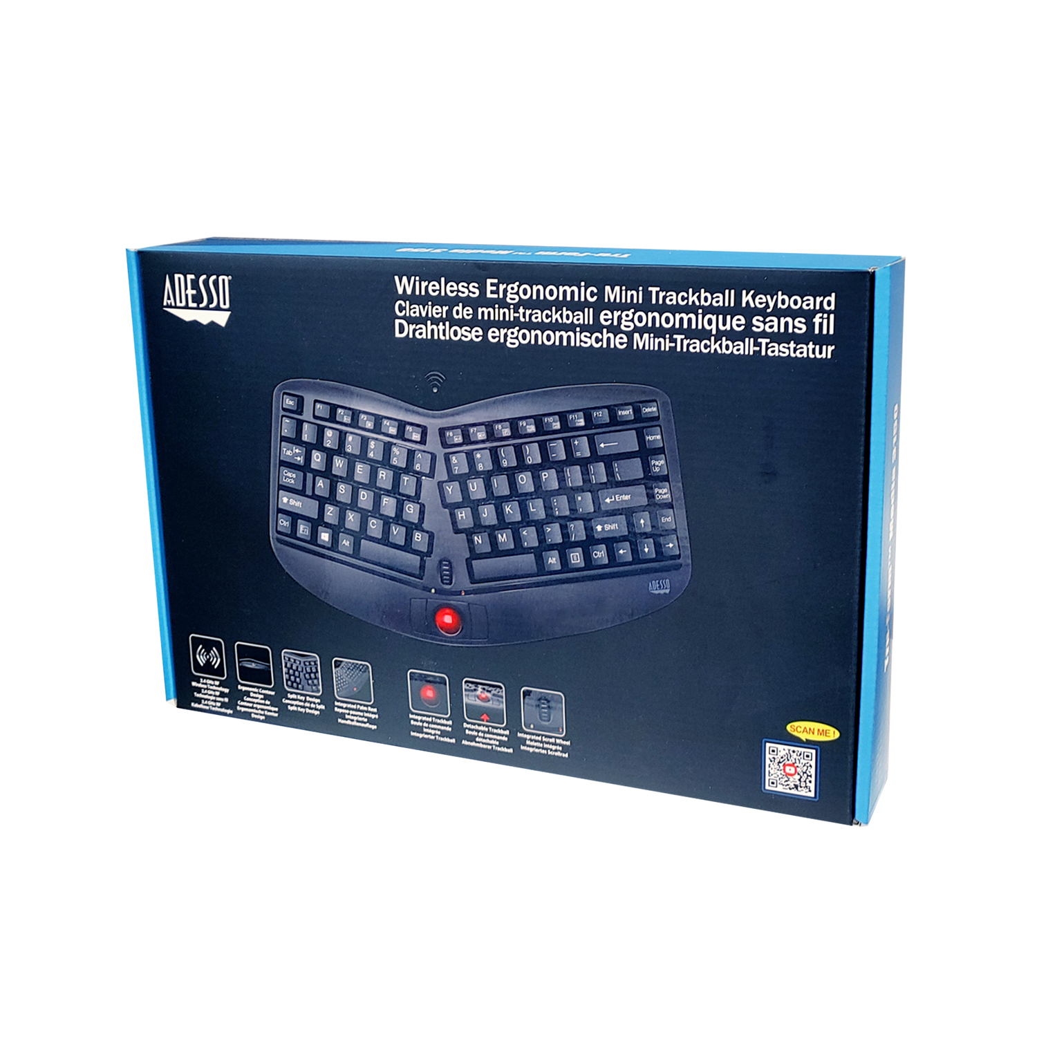Tru-Form™ Media 3150 - 2.4 GHz Wireless Ergo Trackball Keyboard 