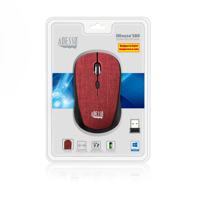 Hesitate sour Becks Wireless Fabric Optical Mini Mouse (Red) - Adesso Inc ::: Your Input Device  Specialist :::