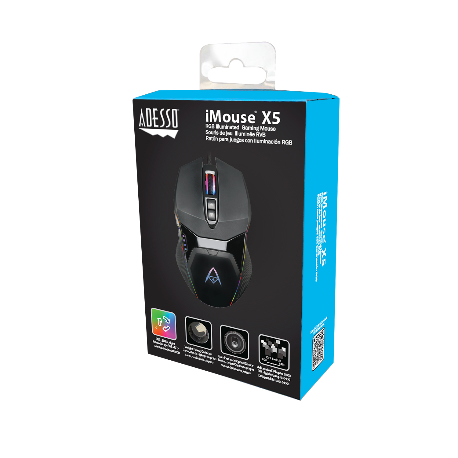 Illuminated 7-Button Ambidextrous Gaming Mouse - Adesso Inc 